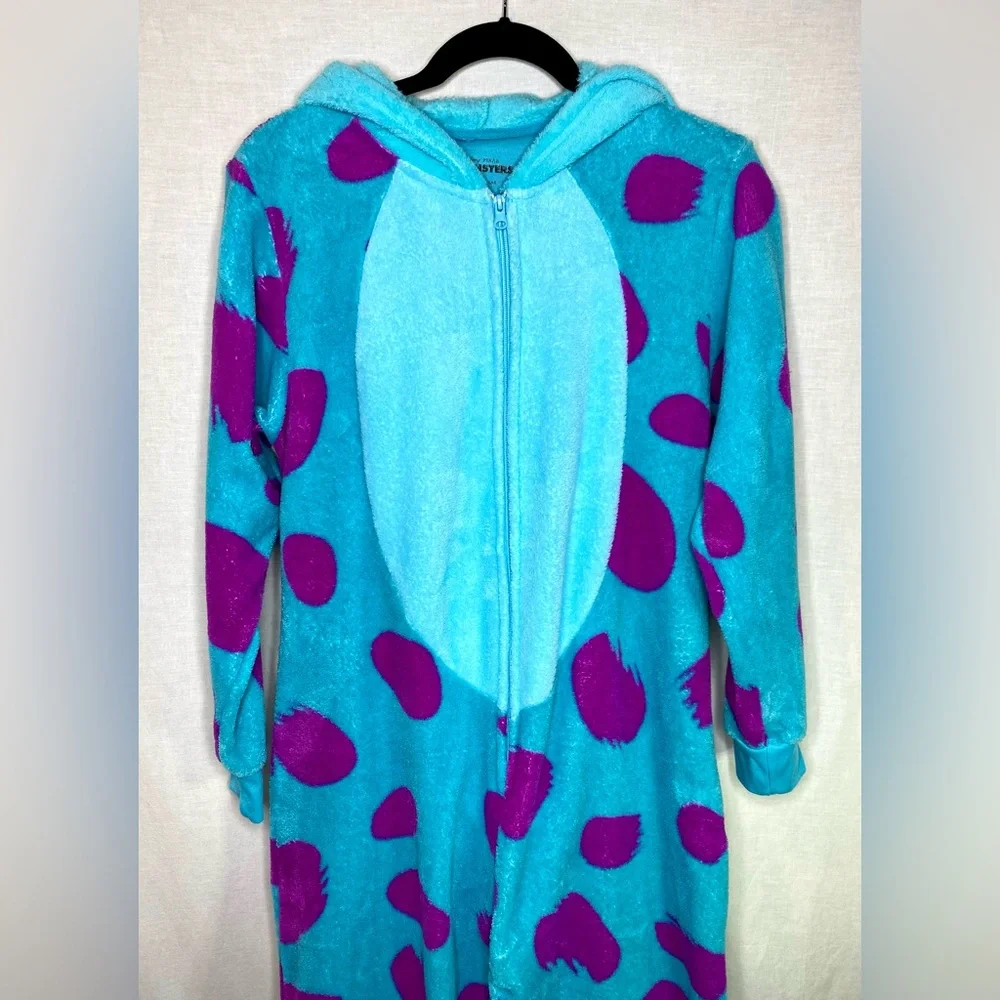 Disney Blue and Purple Sulley Plush Hooded Onesie Pajamas - Picture 1 of 13